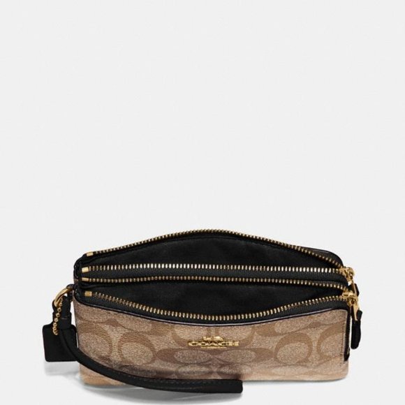 Double Corner Zip Wristlet In Signature Canvas - Picture 2 of 2